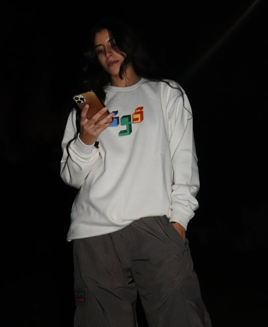 WHITE EGO SWEATSHIRT